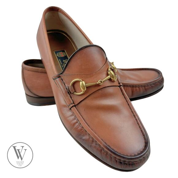 GUCCI Brown Leather 1953 Roos Classic Horsebit Loafer Mens 10 ITALY - Picture 1 of 11